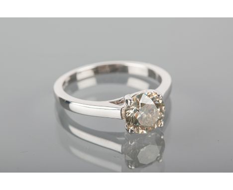DIAMOND SOLITAIRE RING
the brilliant cut stone of approximately 1.35 carats, in eighteen carat white gold, M-N