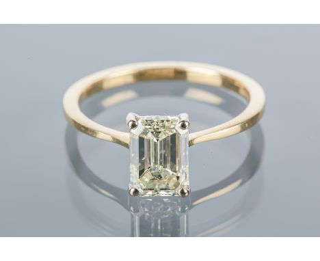 DIAMOND SOLITAIRE RING
the emerald cut diamond of approximately 1.80 carats set in eighteen carat gold, size N-O