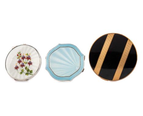 GEORGE V ART DECO SILVER AND GUILLOCHE ENAMEL COMPACT,maker Deakin &amp; Francis, Birmingham 1936, 7.5cm wide, along with a f