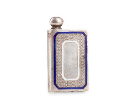 SMALL SILVER VESTA BY HIERRO Y CA OF HAVANA,stamped 935, engine turned with enamelled detail, with removable taper, 4.2 x 2.2