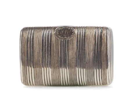 GEORGE IV SILVER SNUFF BOX,maker's mark '? W E', London 1820, with reeded detail, the catch initialled 'HS[?]', 5.6cm wide, a