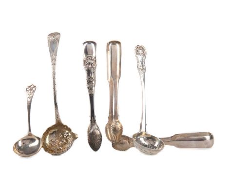 VICTORIAN SILVER SUGAR TONGS,maker William Comyns, Glasgow marks, King's pattern, 15cm long, along with other silver comprisi