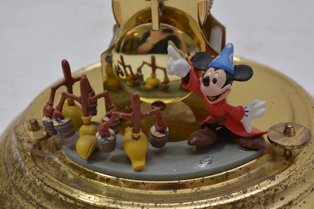 A.Disney Sorcerer's Apprentice clock with glass dome, key and box