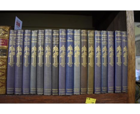 STEVENSON (R L):&nbsp;Tusitala Edition: 35 vols, publisher's blue cloth gilt, irregular sunning and darkening to some vols el