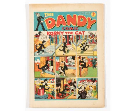 Dandy No 18 (1938). First April Fool issue. Bright fresh covers, cream/light tan pages. Narrow ½" hole to pg 5 [fn-] Comic / 