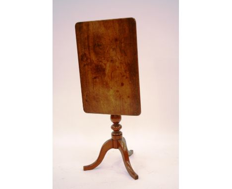 A 19th Century mahogany tripod occasional table, with rectangular tilt top raised on turned baluster column, 65cm x 45cm 