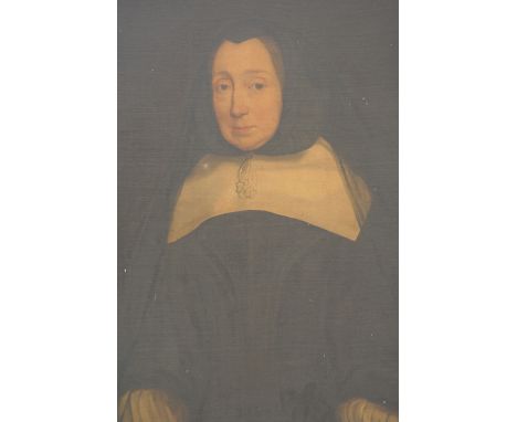 19th Century school, portrait study of a nun, unsigned oil on canvas, 75cm x 63cm, contained in a decorative gilt frame