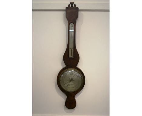A 19th Century walnut banjo barometer, by R. Squirrel, Stowmarket, 94cm