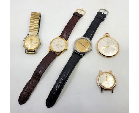 A collection of five various dress watches, to include: a Zenith stainless steel gentleman's automatic wrist watch, in workin