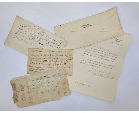 Ephemera: An original letter from 10, Downing Street signed by Neville Chamberlain dated 30th January 1939&nbsp; in 10, Downi