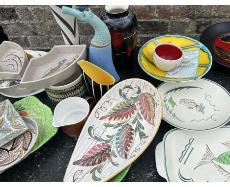 A large collection of art pottery and glass to include Poole , Wade , &nbsp;studio pottery and others&nbsp;