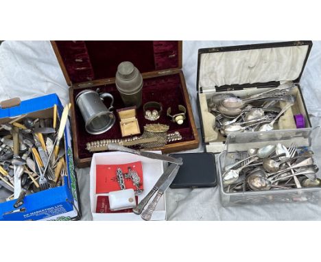 A collection of silver plate Norwegian interest and other items to include a 9ct gold tie clip 3g&nbsp;