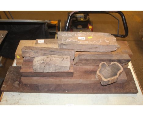 Two blocks of box wood and a quantity of hard wood for lute making, together with other hard woods. Previously used by the ve