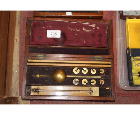 A brass cased hydrometer and fitted case readjusted by Lofters of Oxford Street London