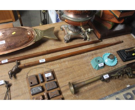 A walking stick with bird decorated bottle opener handle (136)