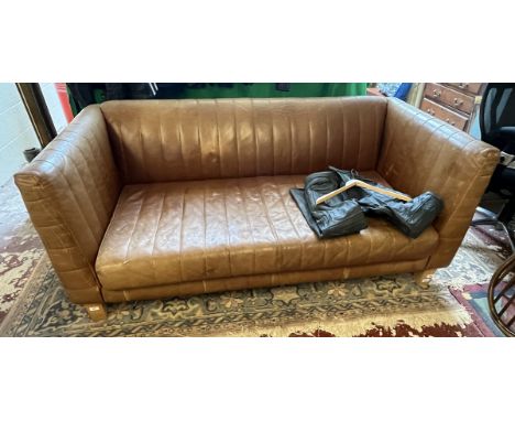 Vintage tan leather sofa 