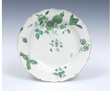 A Worcester Horner of Mells pattern lobed circular dessert plate, decorated in the atelier of James Giles,  painted in two-to