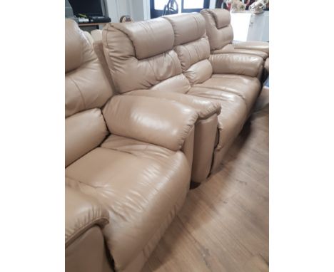 SOFT LEATHER BEIGE 3 PIECE 2 SEAT SOFA SUITE