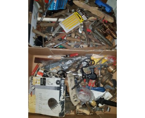 2 BOXES OF ASSORTED TOOLS INC CHISELS ETC