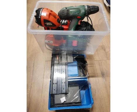 POWERFIX STORAGE BOXES STILL SEALED AND POWER TOOLS INCLUDING BOSCH DRILL ETC