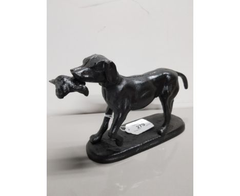 CAST METAL HUNTING DOG AND PHEASANT