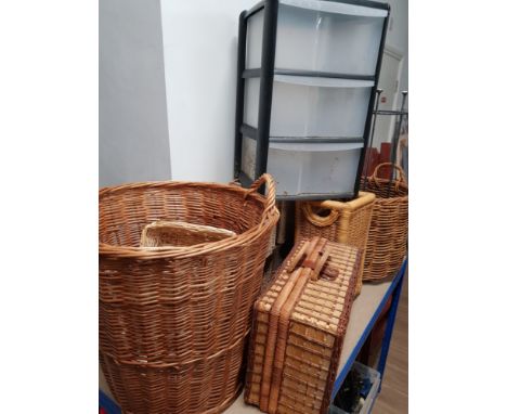 2 WICKER LAUNDRY BASKETS PICNIC HAMPER ETC
