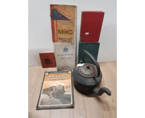 CAST IRON L N E R KETTLE AND RAILWAY RELATED BOOKS