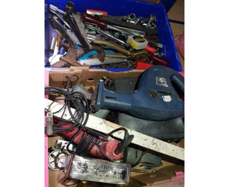 2 BOXES OF WORKMANS TOOLS AND CHAMPION POWER DRILL ETC