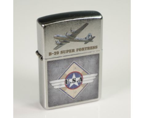 The upper section depicts a detailed image of the B-29 Super Fortress in flight, with "B-29 SUPER FORTRESS" printed below. Th