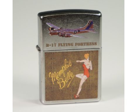Zippo lighter featuring artwork inspired by the B-17 Flying Fortress "Memphis Belle," one of the most famous U.S. Army Air Fo
