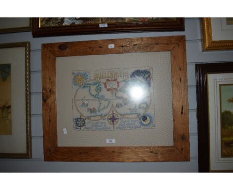 Contemporary, a needlework sampler, 'Millennium, It is far more difficult to imagine the unknown than to chart what people im