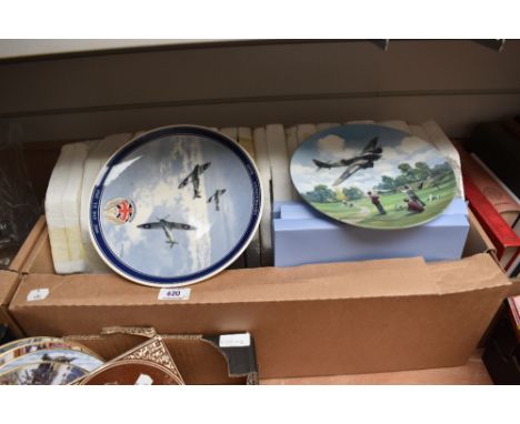 A collection of 15 vintage Air Force themed collectors plates by Wedgwood and Royal Doulton, a large Jasper Ware mug, an Amer