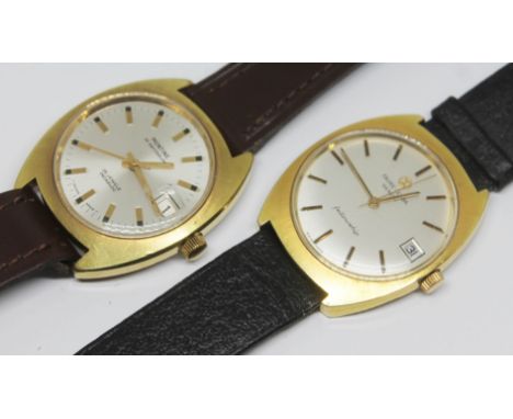 Two vintage gold plated automatic wristwatches comprising a Favre-Leuba Fellowship with Duomatic caliber 269 movement and a M
