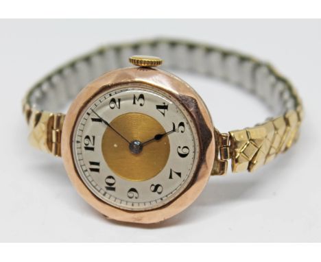 A 1920s/30s 9ct gold ladies wristwatch with 15 jewel manual wind movement, the 24mm case referenced 36934 and marked 9.375 to