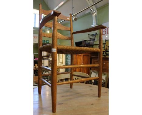a possibly Edward Gardiner low ladder-backed rush seated armchair