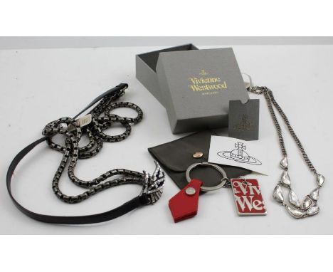 Vivienne Westwood key ring in original box together with two Peter Lang necklaces