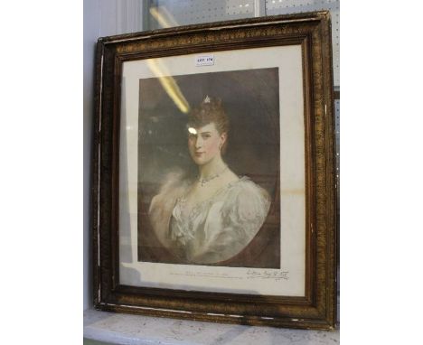 Framed portrait of Queen Mary, the Duchess of York, 1867-1953, signed to mount