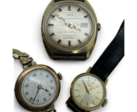 A collection of wristwatches, to include a ladies Swiss hallmarked 18ct gold lcased cocktail watch, an early 20th century 9ct