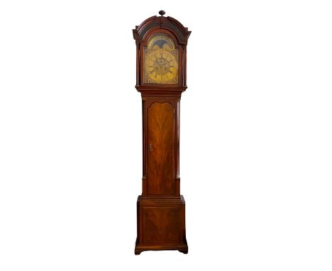 An early George III Mahogany 8 day Longcase clock, the arched 13 inch brass moonroller dial signed Lassell Park having Roman 