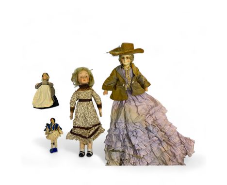 A collection of Dolls- 1 Victorian in original dress, 4x doll- (Welsh, Japanese, Turkish skirted tambourine, Taiwanese doll),