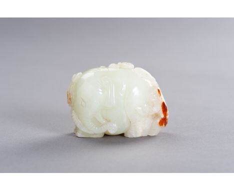 A PALE CELADON AND RUSSET JADE 'BOYS AND ELEPHANT' GROUP, LATE QING TO REPUBLICChina, late Qing dynasty (1644-1912) to Republ