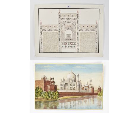TWO INDIAN COMPANY SCHOOL PAINTINGS OF THE TAJ MAHALIndia, late 19th century to 1920. Finely painted with watercolors, ink, a
