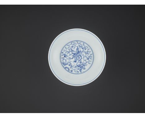 A 'SPRING' BOWL, QIANLONG MARK AND PERIODChina, 1735-1796. The underglaze-blue decoration was possibly intended for doucai en