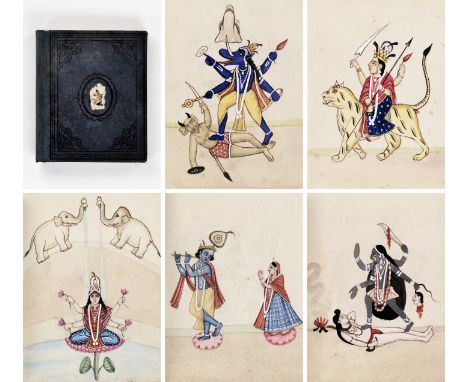 AN ALBUM OF KALIGHAT PAINTINGSEastern India, late 19th century to 1920. Consisting of 20 paintings, finely painted with water