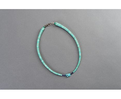 A FINE NECKLACE WITH FAIENCE EGYPTIAN UDJAT EYE AMULETThe Udjat Eye amulet dated to Ptolemaic period in Egypt (332-30 BC). Th