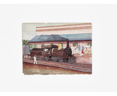 AN INDIAN COMPANY SCHOOL PAINTING OF A RAILWAY STATIONIndia, late 19th century to 1920. Finely painted with watercolors, ink,