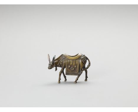 A BRONZE CENSER OF A CAPARISONED MULEChina, Qing Dynasty (1644 to 1912). The censer itself cast in the form of a caparisoned 
