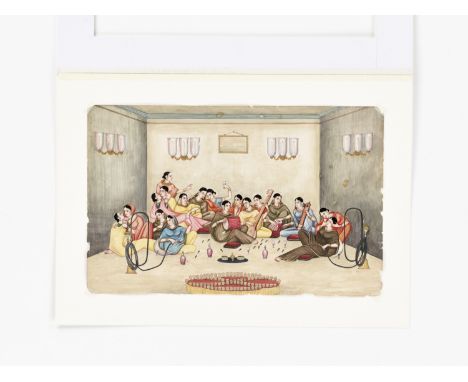 AN INDIAN COMPANY SCHOOL PAINTING OF A GROUP OF LADIESIndia, Patna, late 19th century to 1920. Finely painted with watercolor