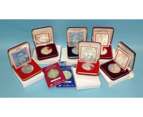 Singapore, five cased 50% silver 10-dollar proof coins: 1983 (pig) (x2), 1986 (tiger), 1987 (rabbit), 1987 (Asean), a sterlin