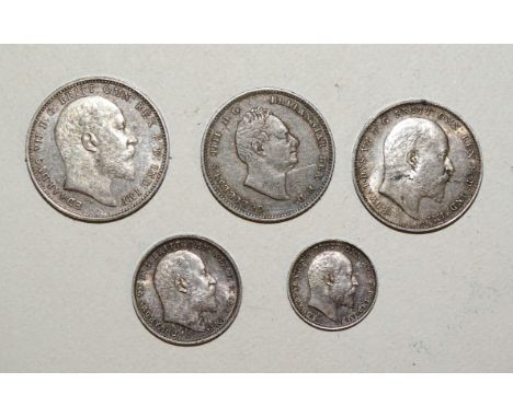 An Edward VII 1906 silver 1d, 2d, 3d and 4d, a William IV 1836 4d and other silver 3d's. 